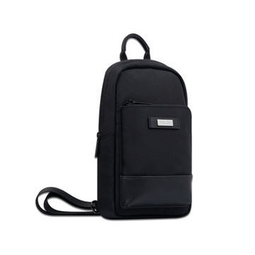 Zwarte zak, schouderdagpakket, waterdicht nylon pu leermateriaal.
